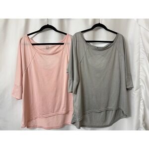 2-Champion Women's Elbow Sleeve Keyhole Athletic Shirts Bundle XXL O-10